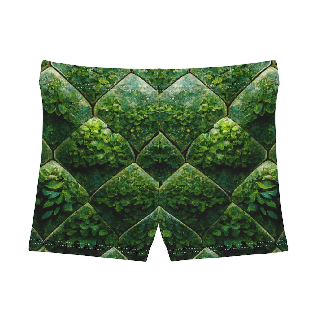 detailed_tiling_pattern_of_IVy_climbing_up_brick - Women's Shorts (AOP)