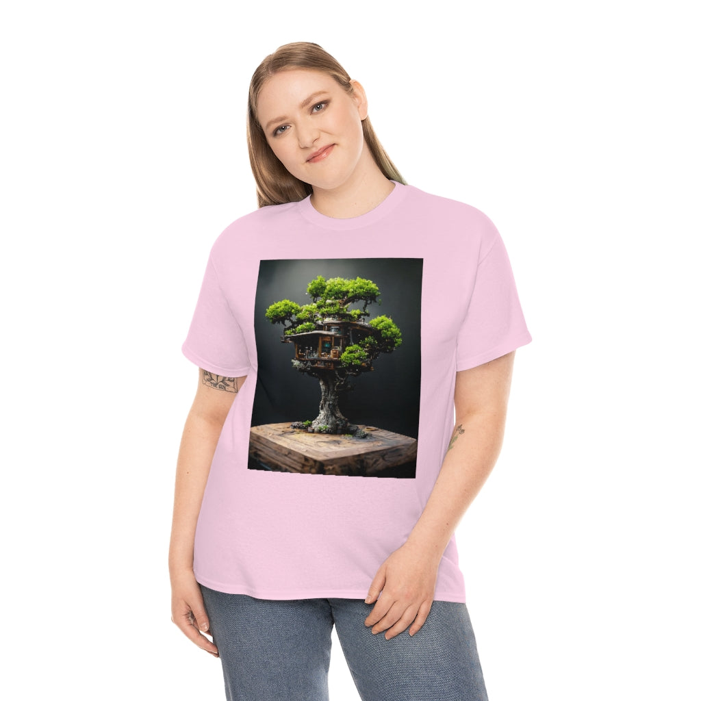 bonsai_oak_tree_treehouse_highly_detailed_octane_render - Unisex Heavy Cotton Tee