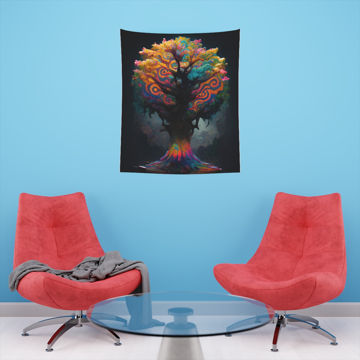 psychedelic tree - Indoor Wall Tapestries