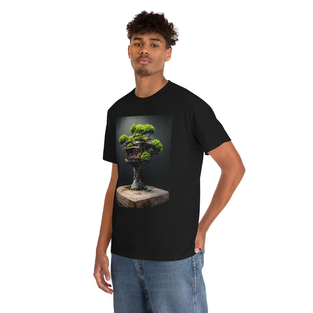 bonsai_oak_tree_treehouse_highly_detailed_octane_render - Unisex Heavy Cotton Tee