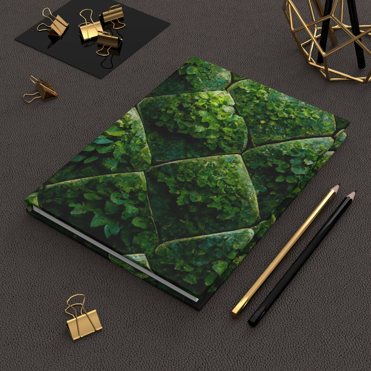 detailed tiling pattern of ivy climbing up brick - Hardcover Journal Matte