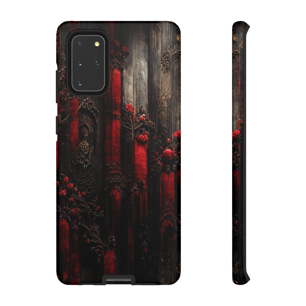 phone case - wall paper texture of red and black gothic painting octane rendering cinematic wooden detailed design frame