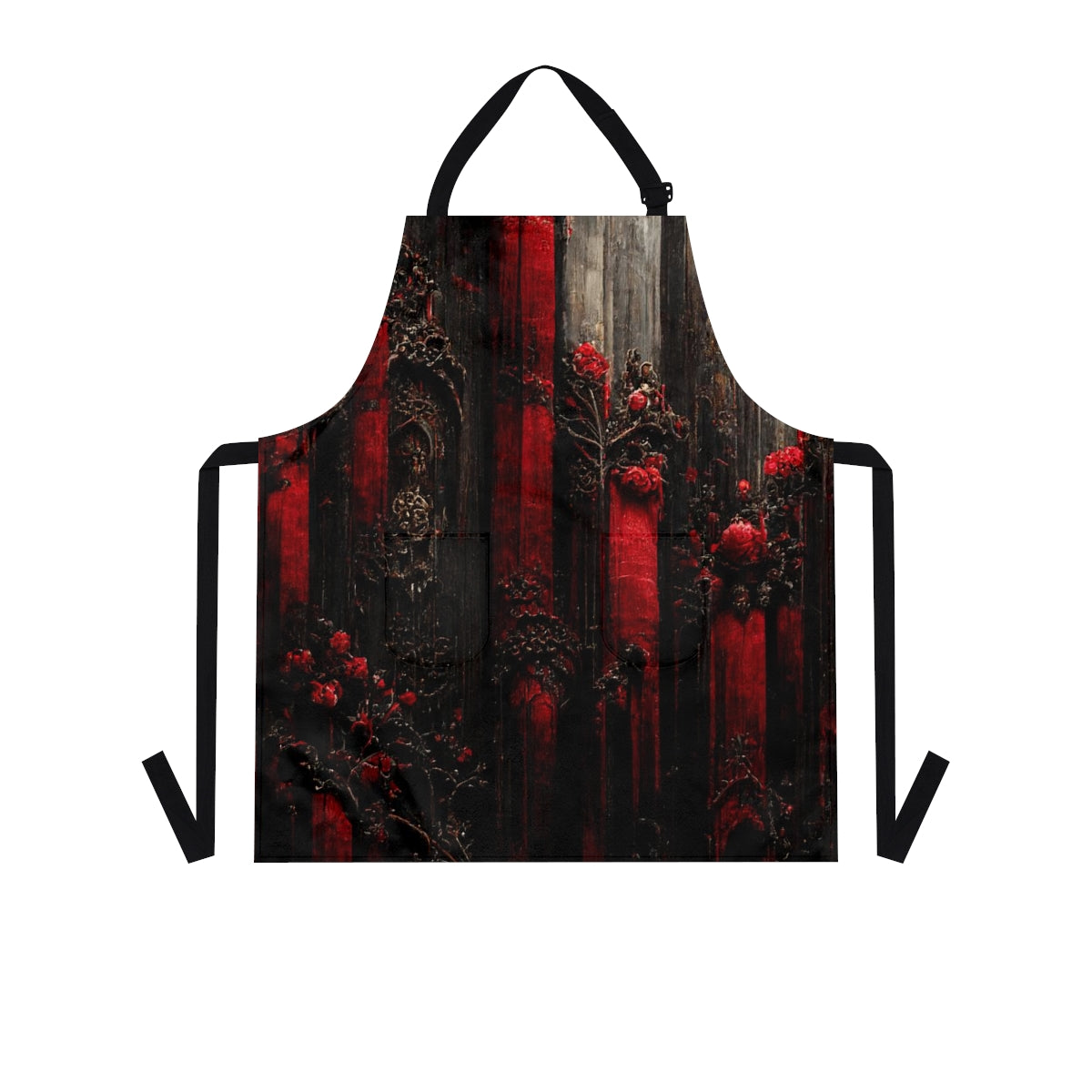 wall paper texture of red and black gothic painting octane rendering cinematic wooden detailed design frame 4 k - Apron