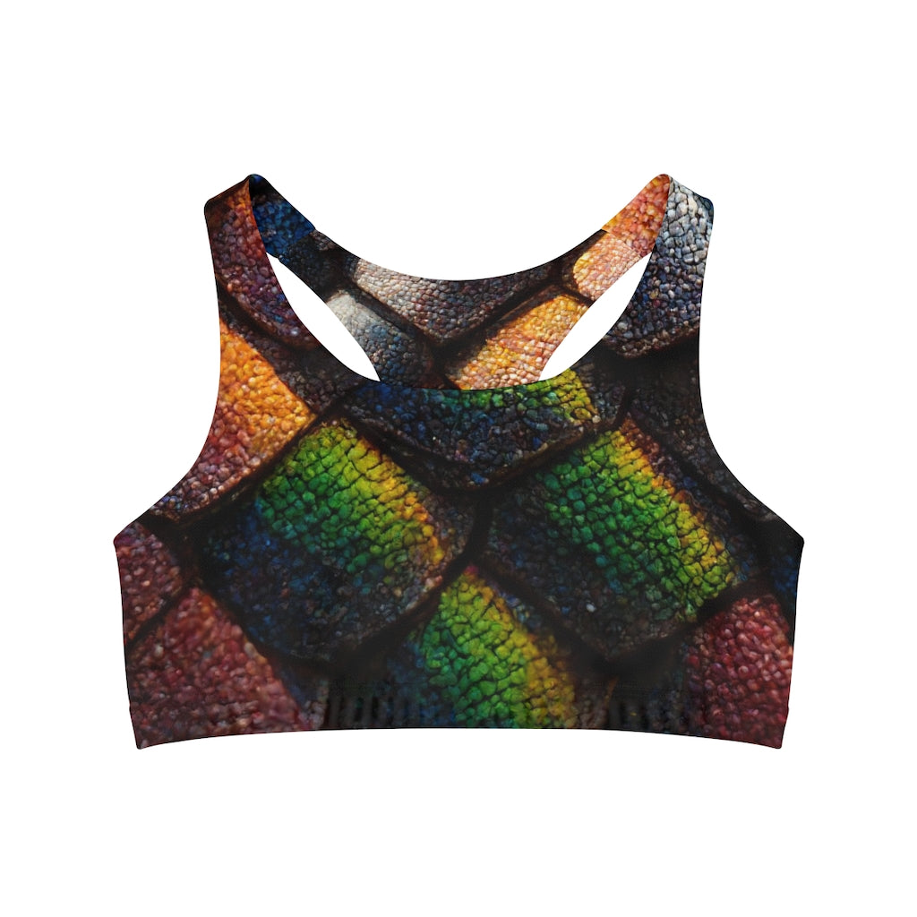 tiling pattern of rainbow scales highly detailed - Seamless Sports Bra (AOP)