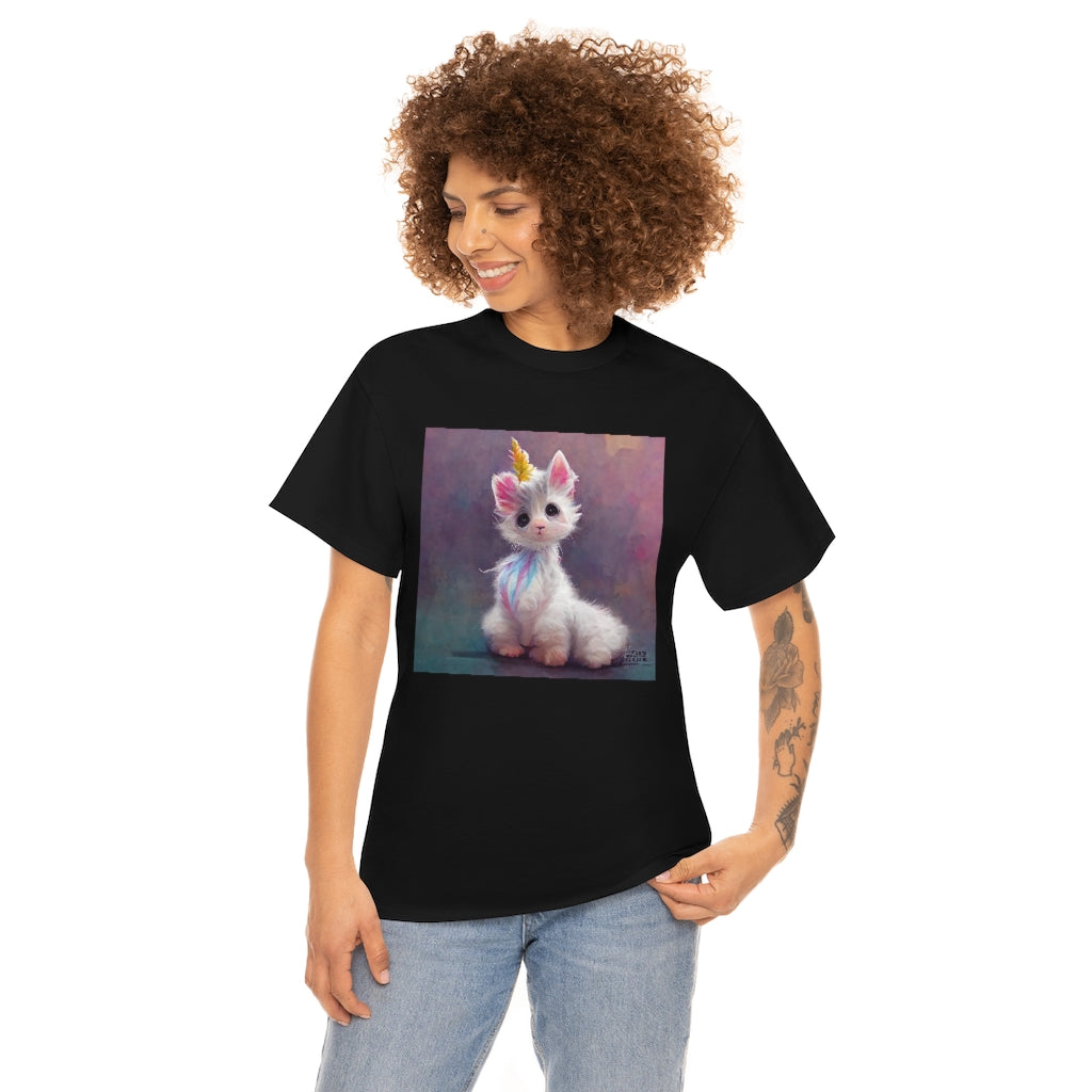 cute adorable fluffy kitten unicorn - Unisex Heavy Cotton Tee