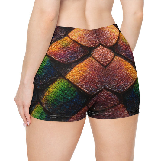 tiling_pattern_of_rainbow_dragon_scales_highly_detailed - Women's Shorts (AOP)