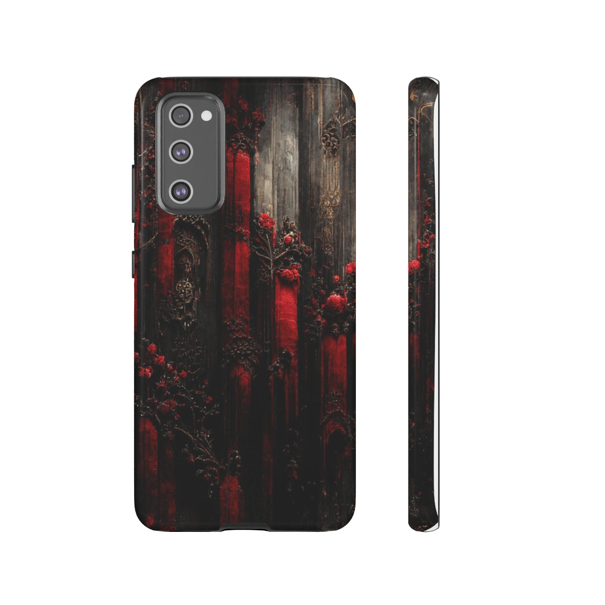 phone case - wall paper texture of red and black gothic painting octane rendering cinematic wooden detailed design frame