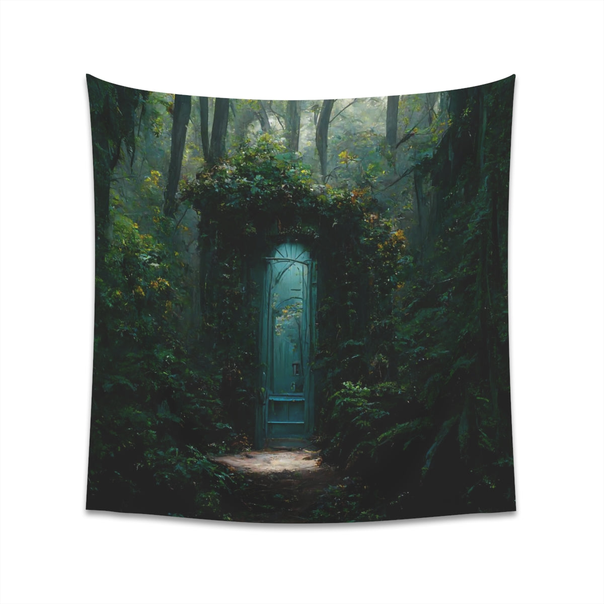 fantasy secret doorway to the feywild hidden in a lush forest environment - Indoor Wall Tapestries