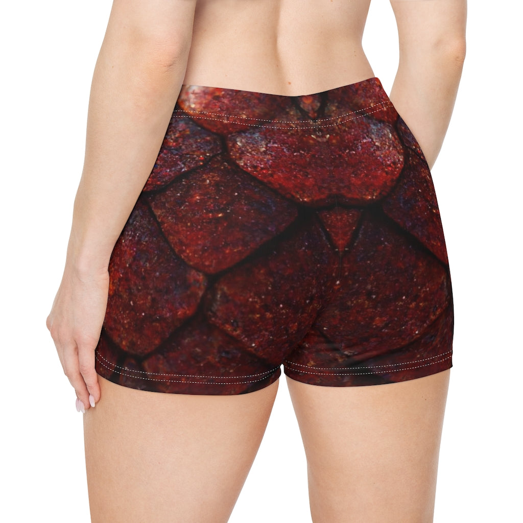 tiling pattern of red dragon scales highly detailed - Women's Shorts (AOP)