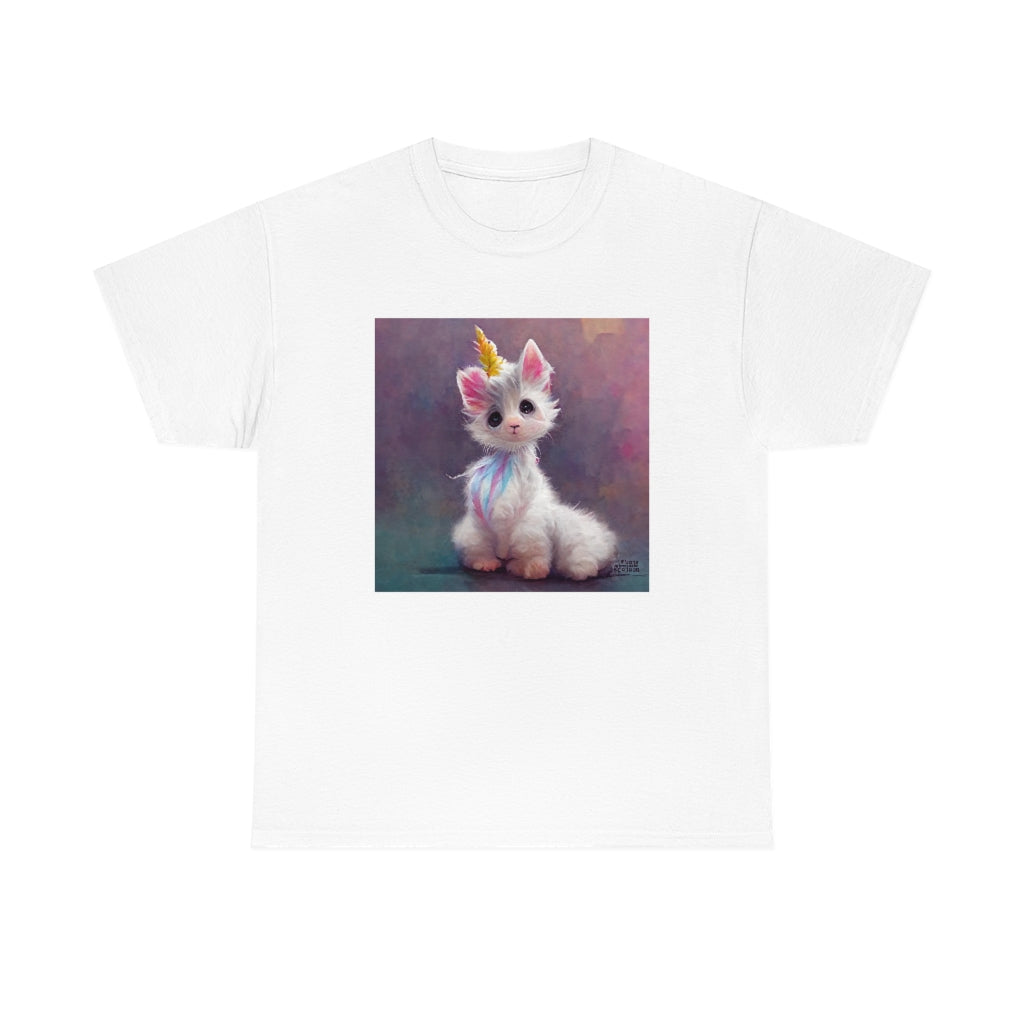 cute adorable fluffy kitten unicorn - Unisex Heavy Cotton Tee