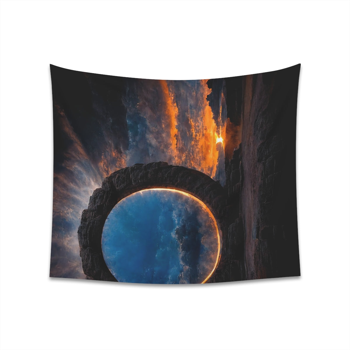 sunset stargate made of stone that form a circle - Indoor Wall Tapestries