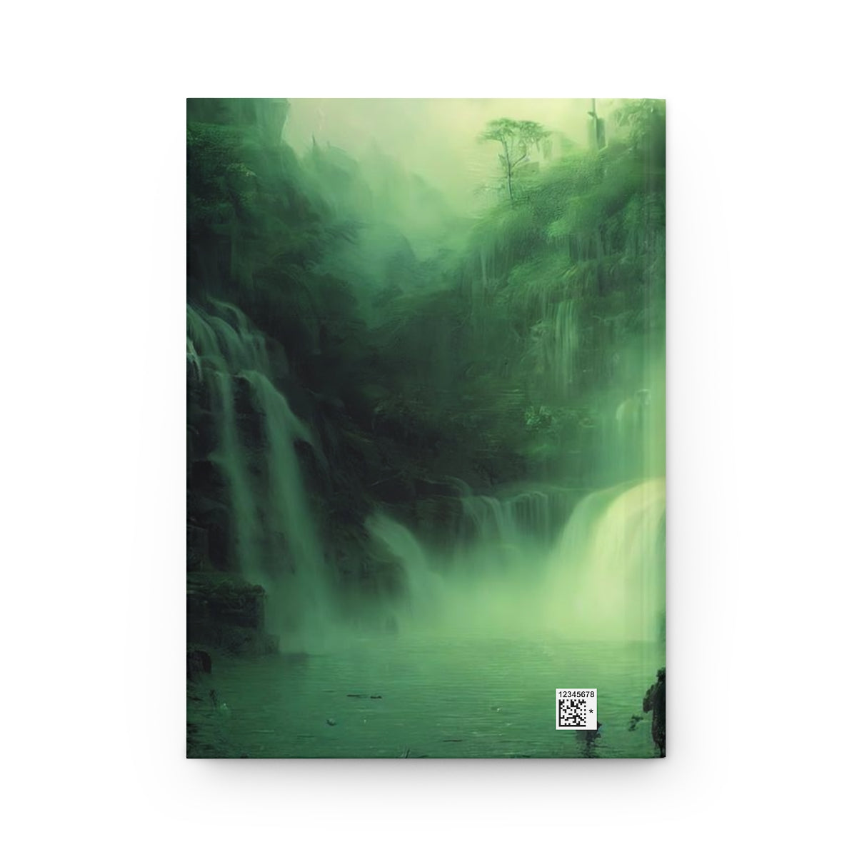 waterfall over a shipwreck, darkwood jungle tribal village, water reflections, wide angle, epic - Hardcover Journal Matte