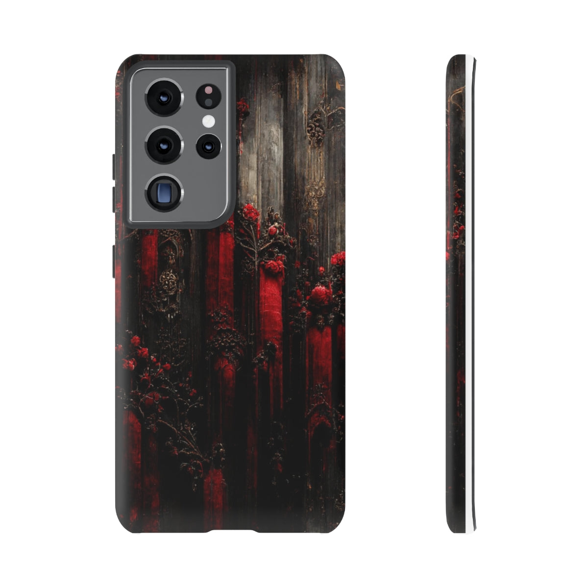 phone case - wall paper texture of red and black gothic painting octane rendering cinematic wooden detailed design frame