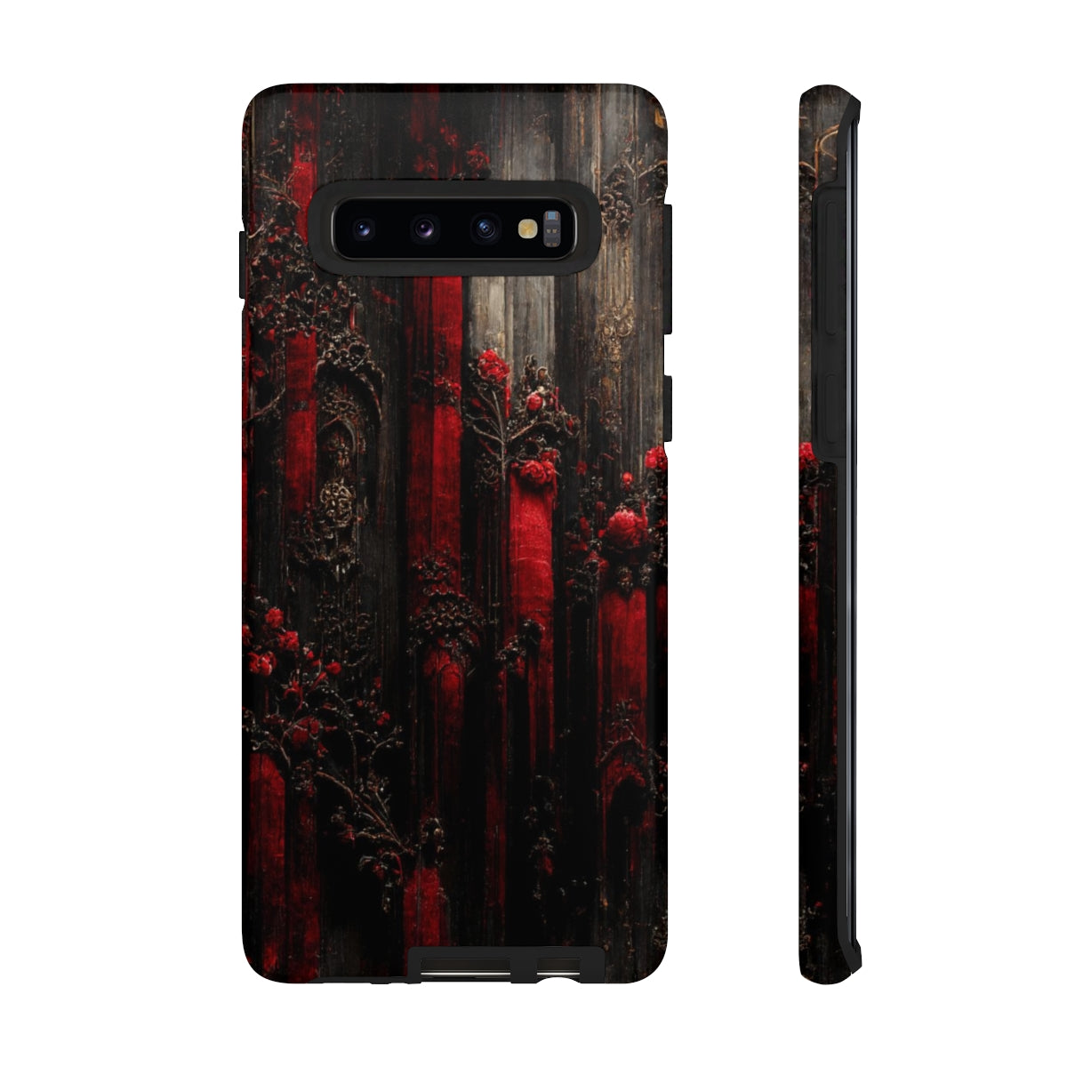 phone case - wall paper texture of red and black gothic painting octane rendering cinematic wooden detailed design frame