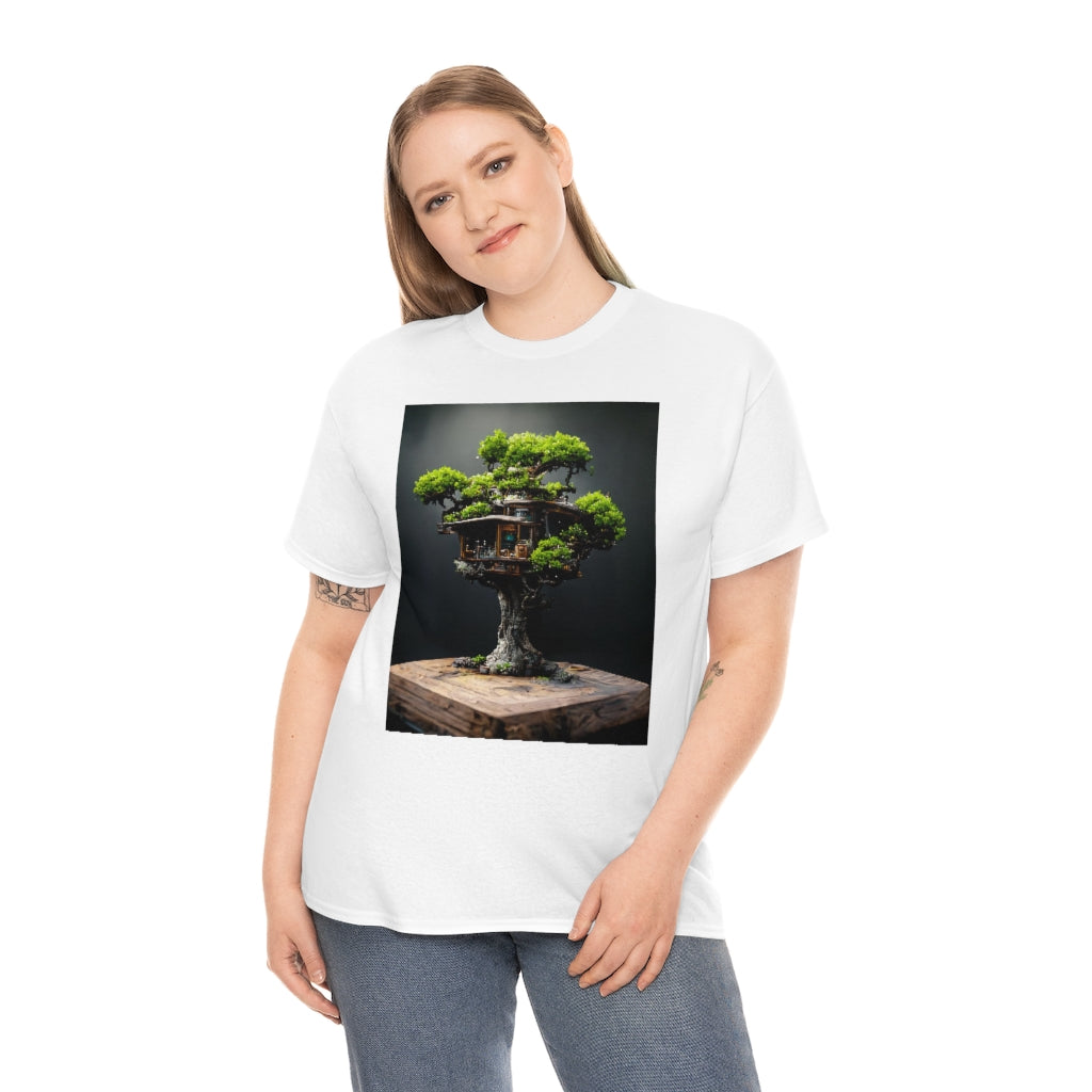 bonsai_oak_tree_treehouse_highly_detailed_octane_render - Unisex Heavy Cotton Tee