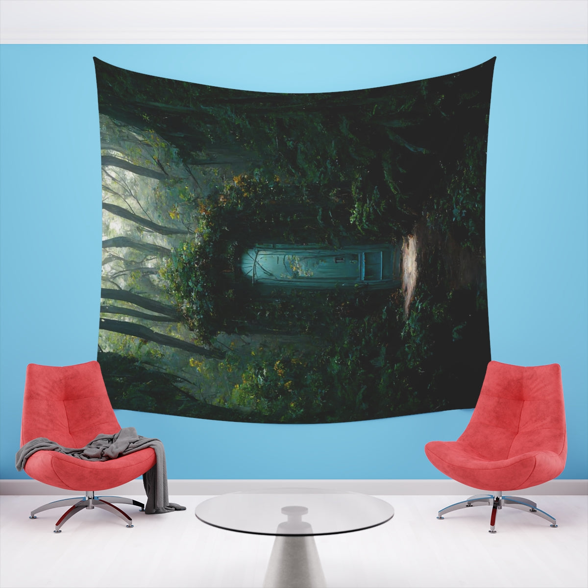 fantasy secret doorway to the feywild hidden in a lush forest environment - Indoor Wall Tapestries