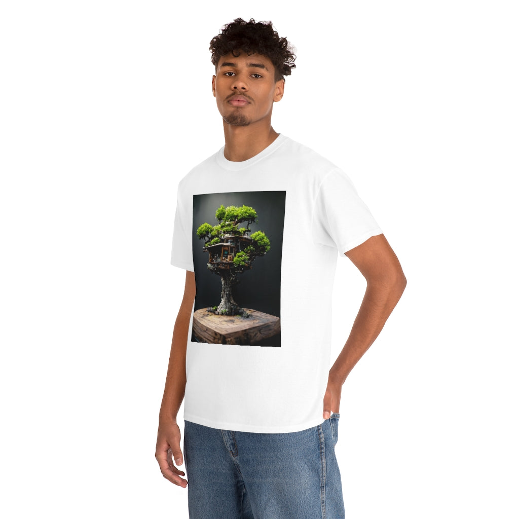 bonsai_oak_tree_treehouse_highly_detailed_octane_render - Unisex Heavy Cotton Tee