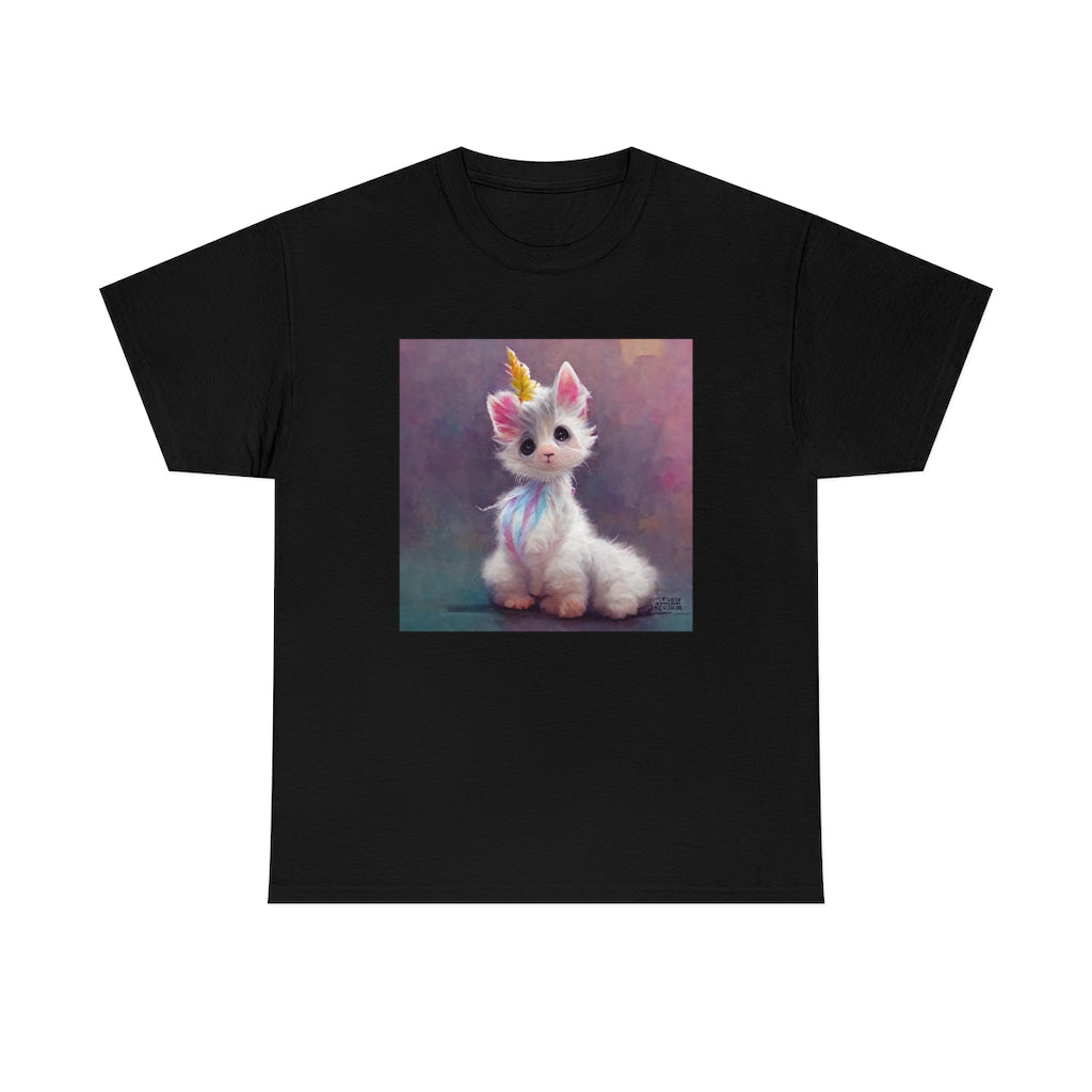 cute adorable fluffy kitten unicorn - Unisex Heavy Cotton Tee