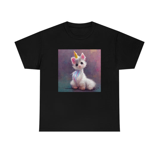 cute adorable fluffy kitten unicorn - Unisex Heavy Cotton Tee