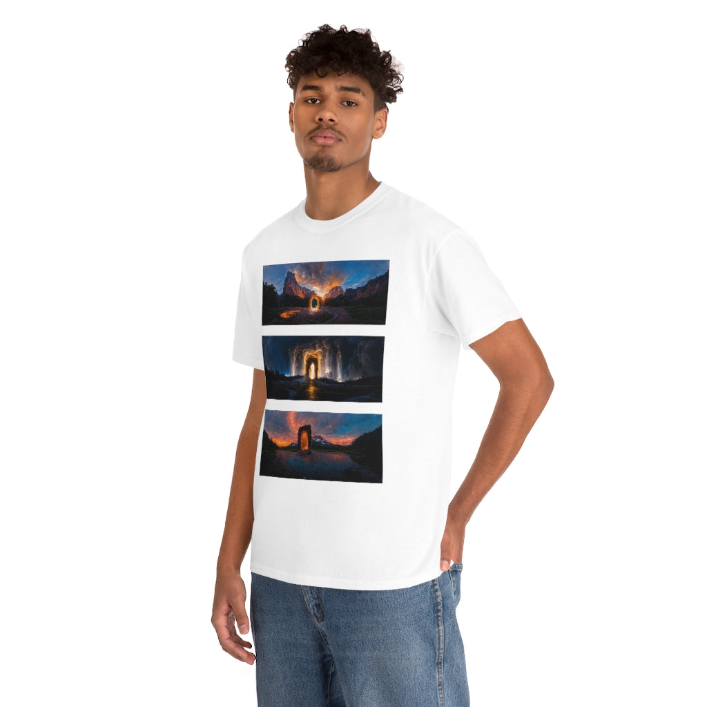 wide_angle_photo_of_a_magical_portal_in_(zion, yellowstone, ranier) - Unisex Heavy Cotton Tee