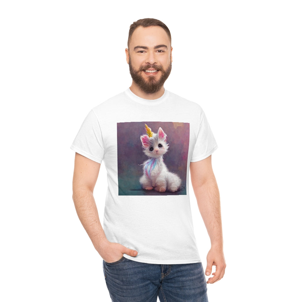 cute adorable fluffy kitten unicorn - Unisex Heavy Cotton Tee