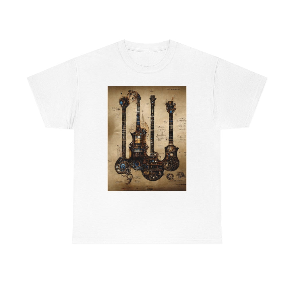 _blueprint_of_a_steampunk_guitar_concept_art - Unisex Heavy Cotton Tee