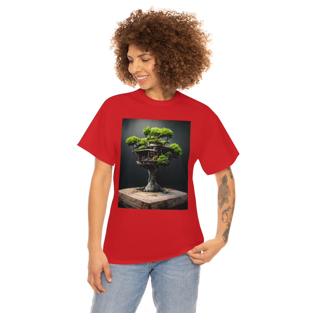 bonsai_oak_tree_treehouse_highly_detailed_octane_render - Unisex Heavy Cotton Tee