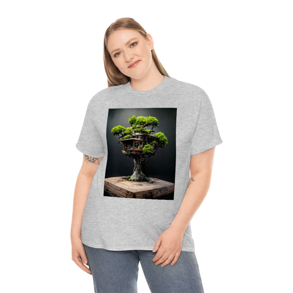 bonsai_oak_tree_treehouse_highly_detailed_octane_render - Unisex Heavy Cotton Tee