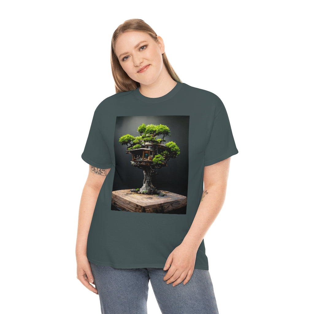 bonsai_oak_tree_treehouse_highly_detailed_octane_render - Unisex Heavy Cotton Tee