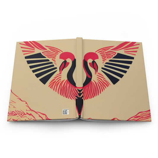 logo for a pnw flamingo club, art deco - Hardcover Journal Matte