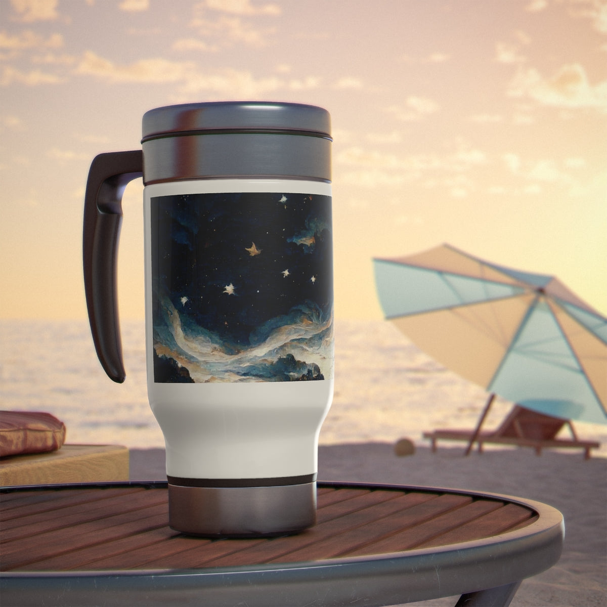 Stainless Steel Travel Mug with Handle, 14oz - the night sky, by Michelangelo