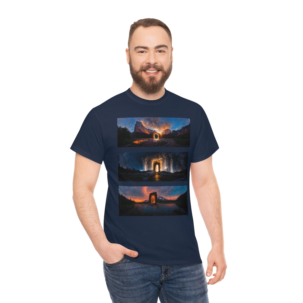 wide_angle_photo_of_a_magical_portal_in_(zion, yellowstone, ranier) - Unisex Heavy Cotton Tee