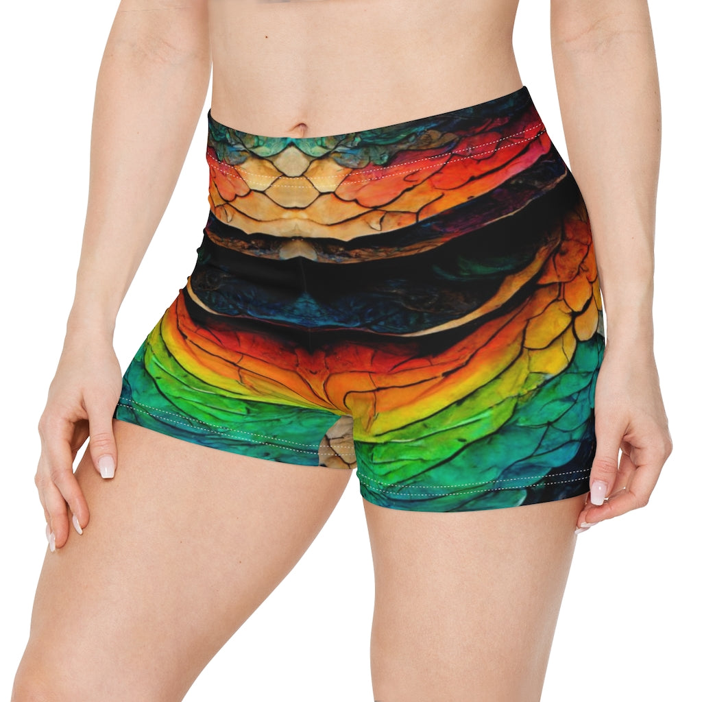 rainbow dragon scales abstract mirror - Women's Shorts (AOP)