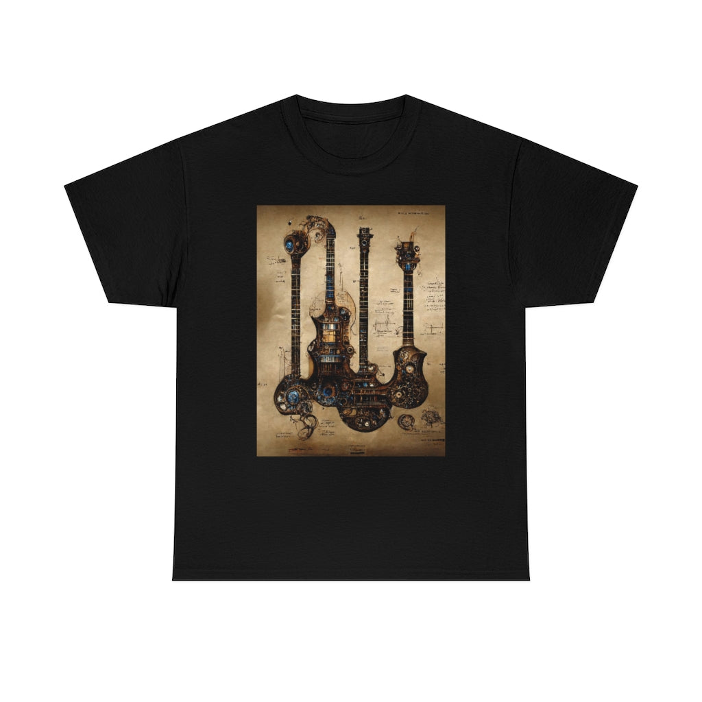 _blueprint_of_a_steampunk_guitar_concept_art - Unisex Heavy Cotton Tee