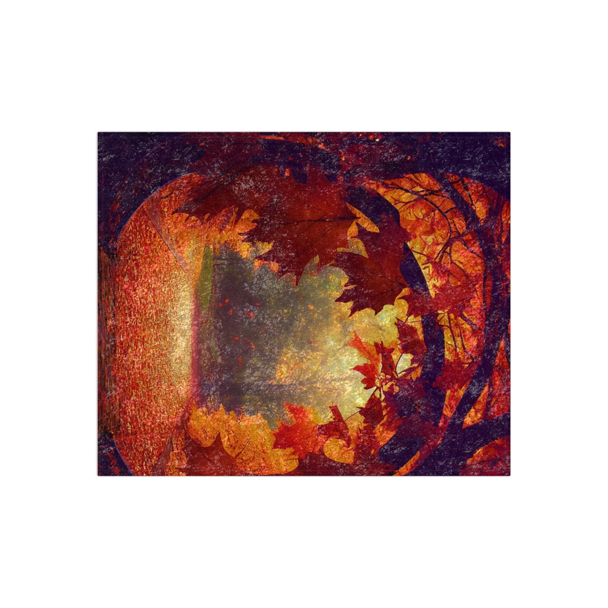 a view of autumn pouring into the autumn portal, autumn leaves, cinematic, blaze , photorealistic, vibrant, intricate detailed, 8K -  - Crushed Velvet Blanket