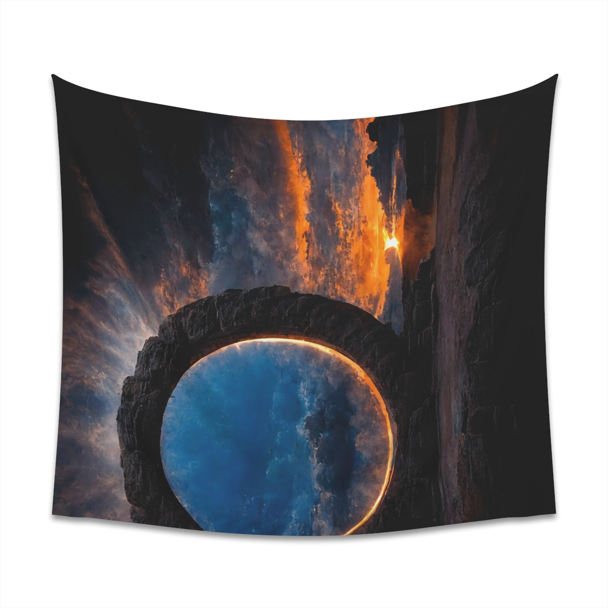 sunset stargate made of stone that form a circle - Indoor Wall Tapestries