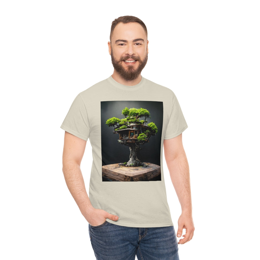 bonsai_oak_tree_treehouse_highly_detailed_octane_render - Unisex Heavy Cotton Tee