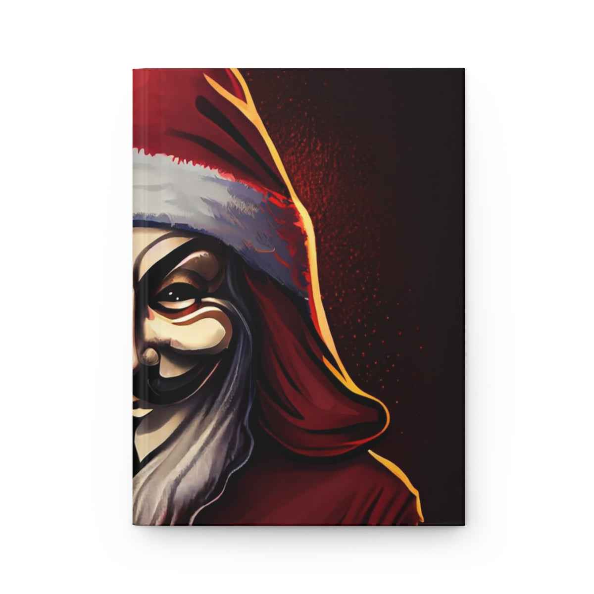 tshirt design, santa in a guy fawkes mask - Hardcover Journal Matte