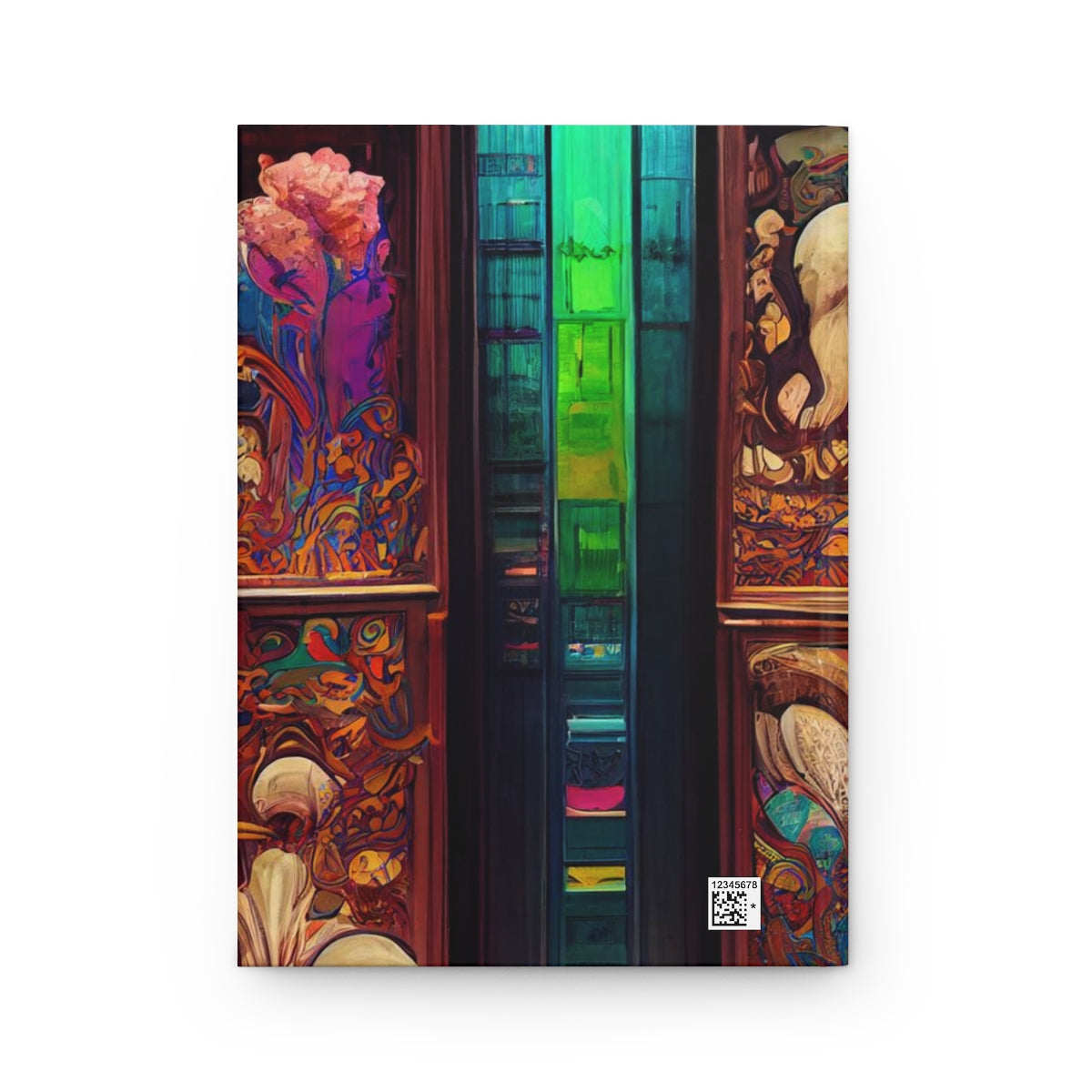 art nouveau library, intricate, rainbow colors, vibrant - Hardcover Journal Matte