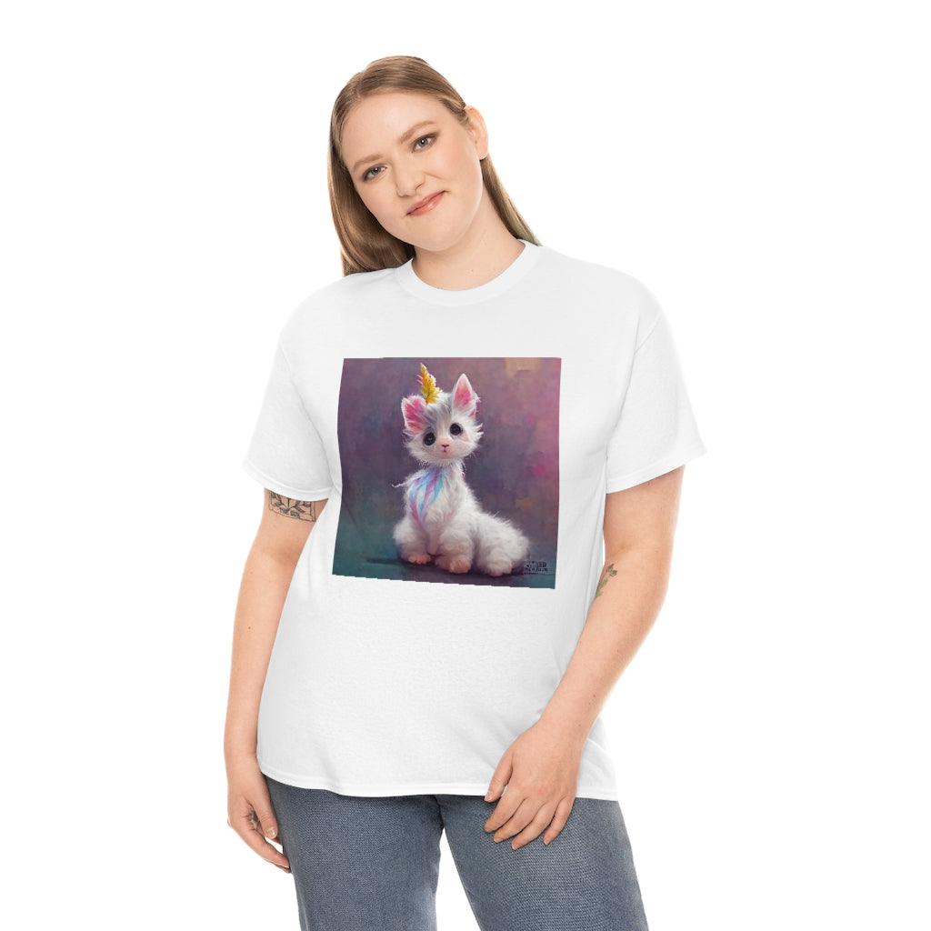 cute adorable fluffy kitten unicorn - Unisex Heavy Cotton Tee