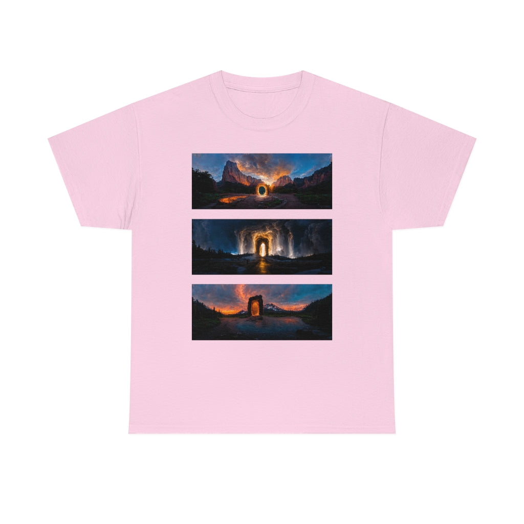 wide_angle_photo_of_a_magical_portal_in_(zion, yellowstone, ranier) - Unisex Heavy Cotton Tee