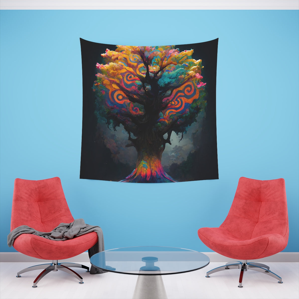 psychedelic tree - Indoor Wall Tapestries