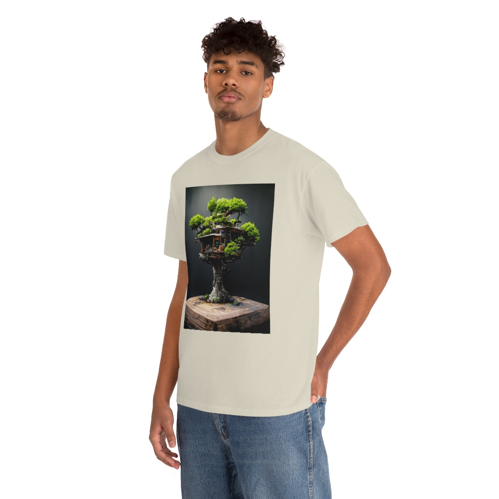 bonsai_oak_tree_treehouse_highly_detailed_octane_render - Unisex Heavy Cotton Tee