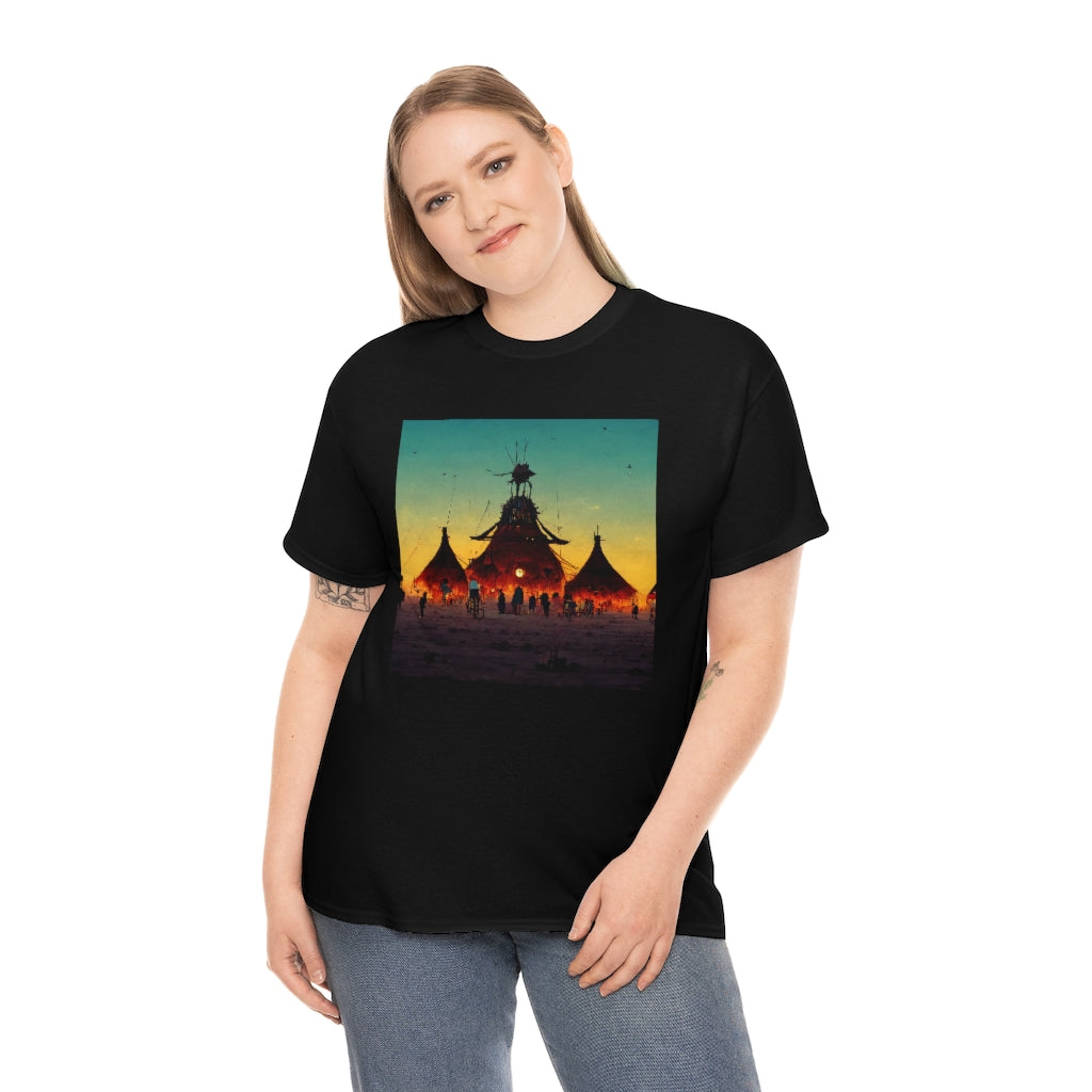 burning_man_festival_in_the_style_of_studio_ghibli - Unisex Heavy Cotton Tee