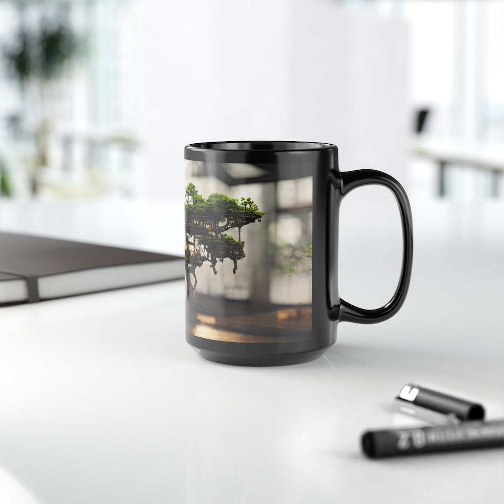 Bonsai Treehouse, Black Mug, 15oz