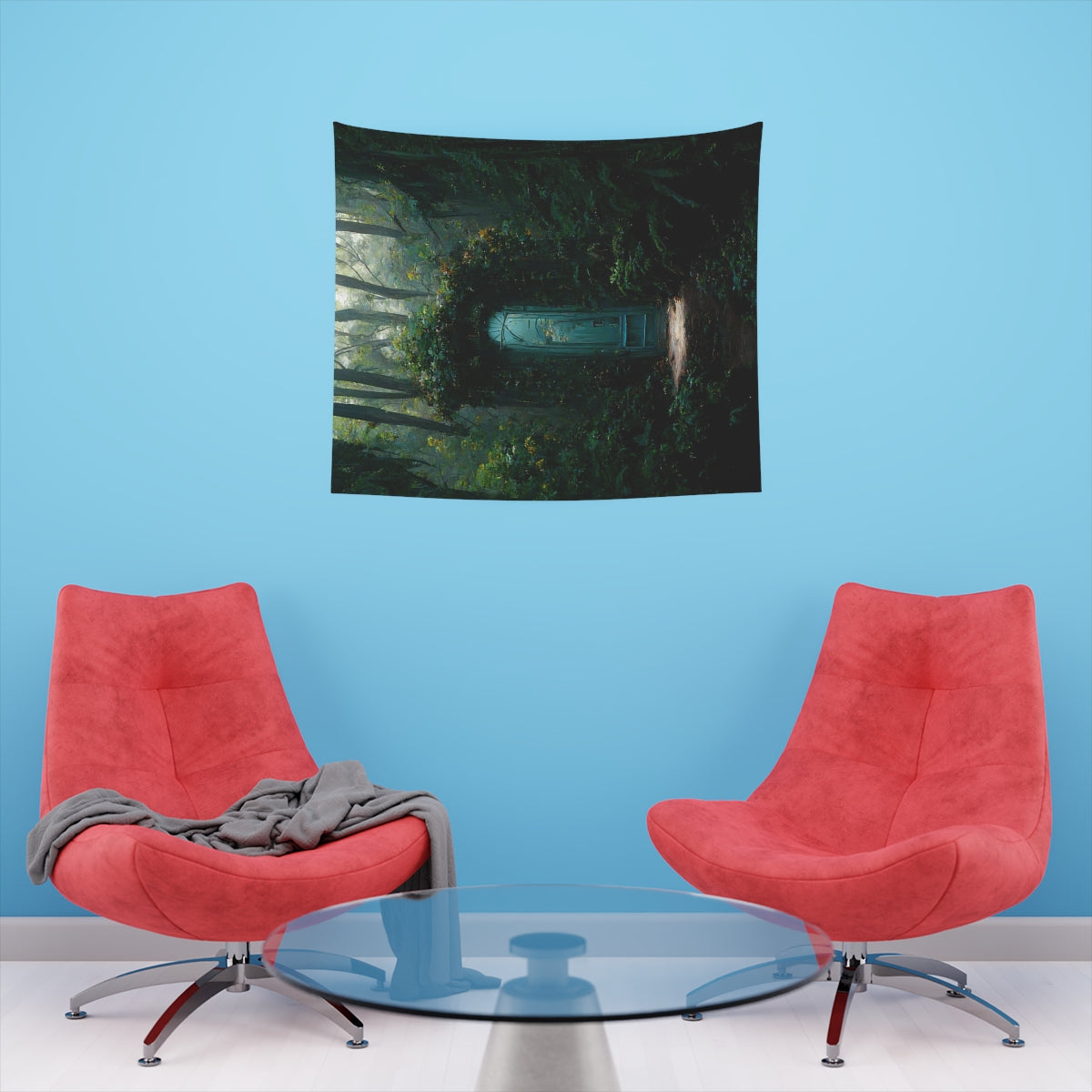 fantasy secret doorway to the feywild hidden in a lush forest environment - Indoor Wall Tapestries