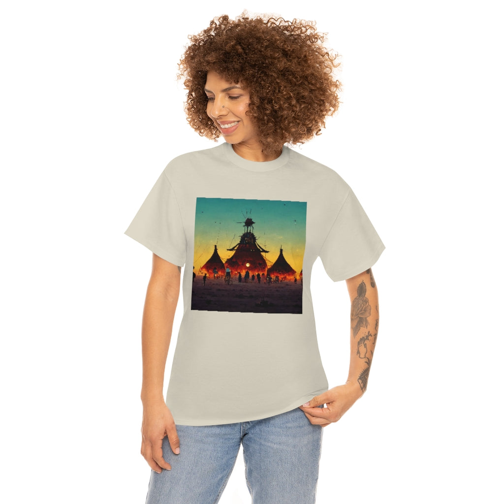 burning_man_festival_in_the_style_of_studio_ghibli - Unisex Heavy Cotton Tee