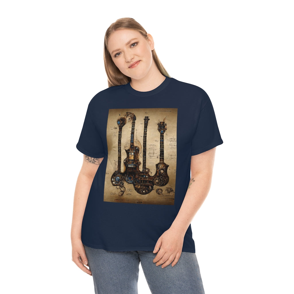 _blueprint_of_a_steampunk_guitar_concept_art - Unisex Heavy Cotton Tee