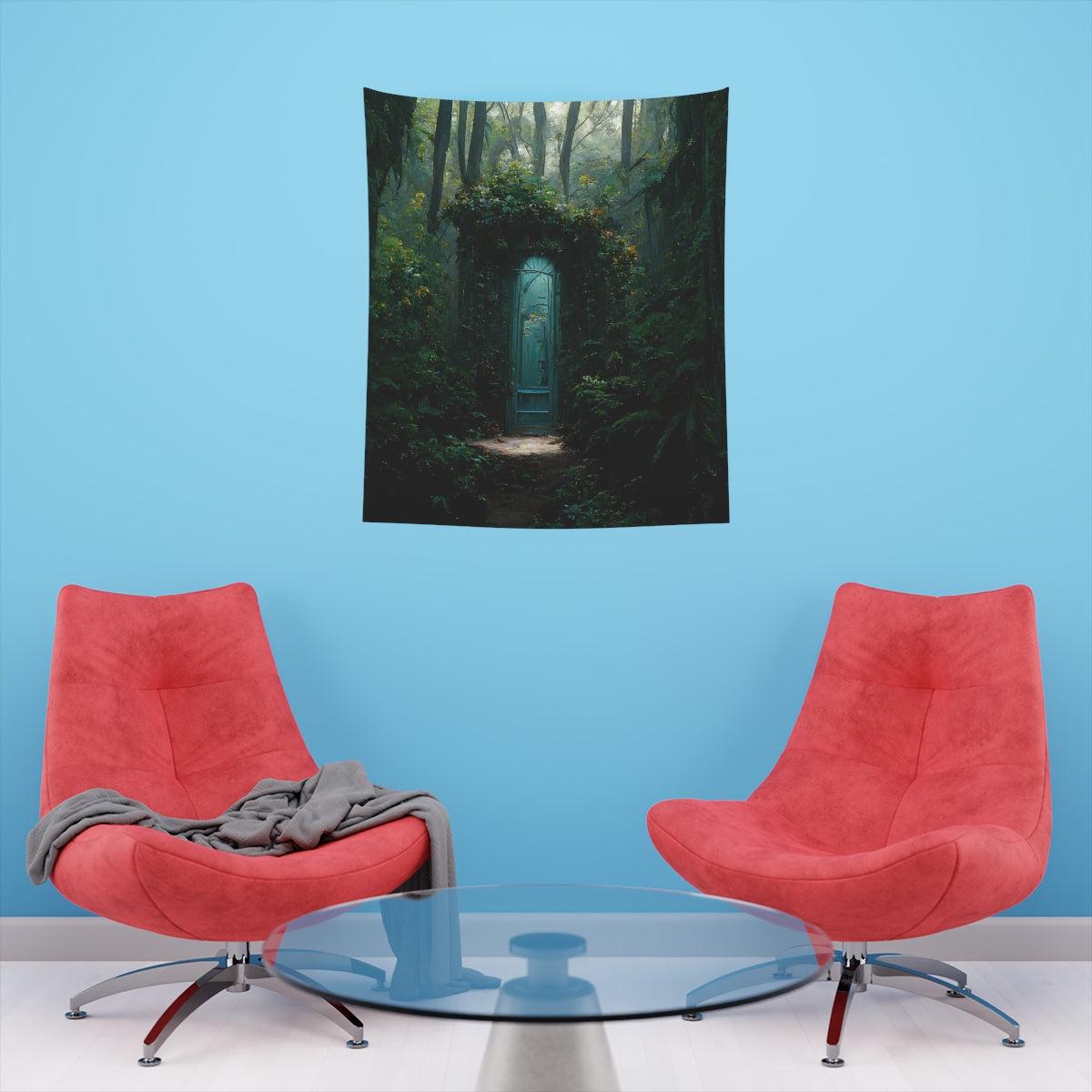 fantasy secret doorway to the feywild hidden in a lush forest environment - Indoor Wall Tapestries