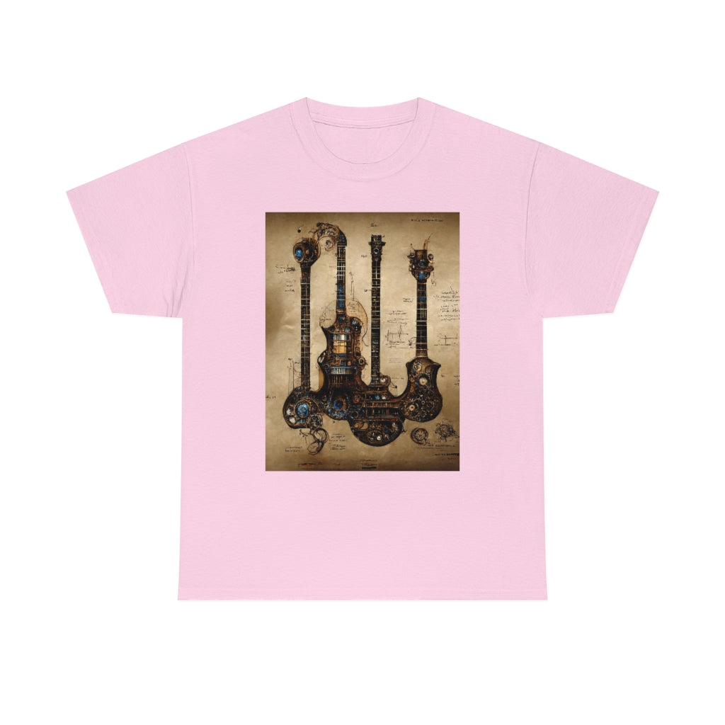 _blueprint_of_a_steampunk_guitar_concept_art - Unisex Heavy Cotton Tee